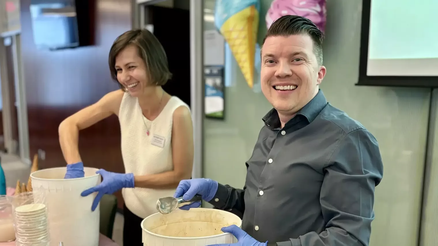 Staff with ice cream day